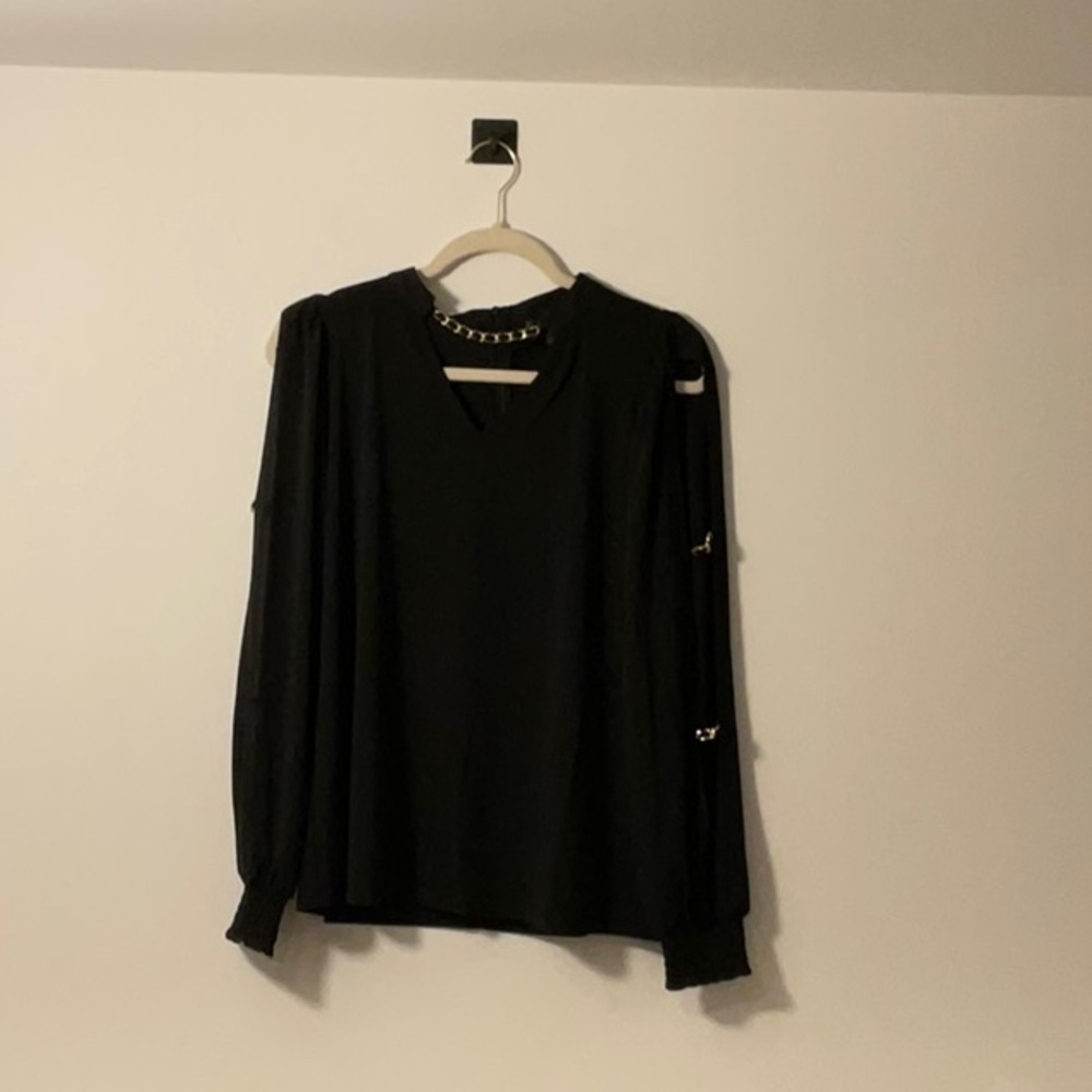 Belldini Black Top with Gold Chain Accents